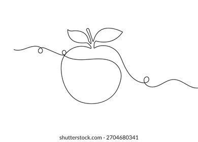Apple one line drawing simple modern minimal outline design