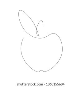 Apple one line drawing, vector illustration
