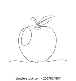 Apple. One line drawing. Vector apple in line style
