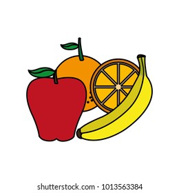 Apple orange and banana design