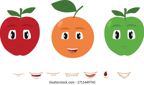apple and orange Cute characters 