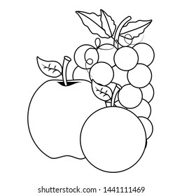 Apple orange and grapes design