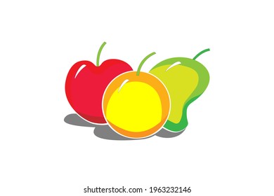 apple, orange, and mango in colorful fresh fruits logo