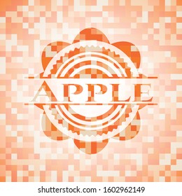 Apple orange mosaic emblem with background