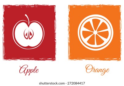 Apple and Orange slice icon. EPS10