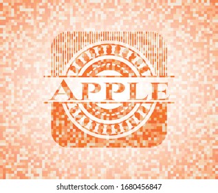 Ilustración de fondo de mosaico naranja de Apple. Mosaico geométrico cuadrado sin fisuras con emblema interior.