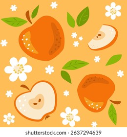 Apple orchard blossom seamless pattern