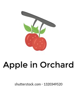 Apple in orchard flat icon vector 
