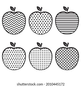 Apple with an ornament, black stencil, vector illustration vintage