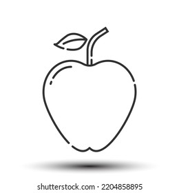 Apple outline icon, food and drink concept 128x128 pixel perfect icon, editable stroke on the white background for website UI media, mobile application, poster design