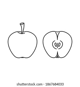 Apple outline icon. Food, outline vector illustration.