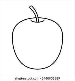 Icono de esquema de Apple. Ilustración de contorno aislado con trazo editable. Manzana fresca. Ilustración del vector de la fruta sobre fondo blanco.