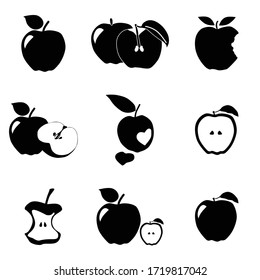 Apple outline icon on white background. Apple fruit icon. Apple Vector. Apple Black and White
