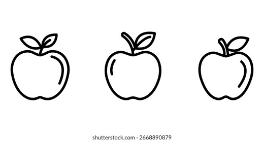 Apple outline or line icon design bundle.