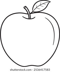 Fondo blanco de Vector de silueta de contorno de manzana