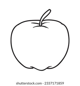 ilustración vectorial de contorno de manzana, aislada en fondo blanco, vista superior
