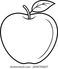 Apple Outline Vector - Simple Fruit Illustration for Autumn and Fall Themes