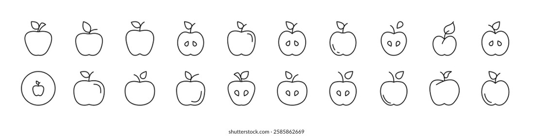 Apple Pack of Thin Icons. Editable Stroke. Suitable for Web Sites, Books, Cards, Apps