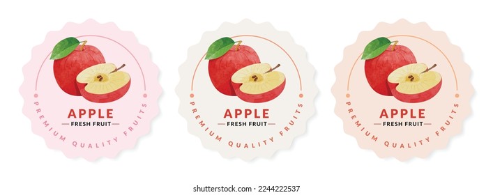 Apple packaging design templates, watercolour style vector illustration.