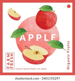 Apple packaging design templates, watercolour style vector illustration.