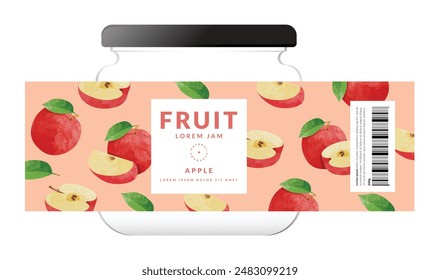 Apple packaging design templates, watercolour style vector illustration.