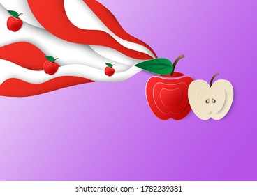 Apple paper cut and craft style. vector art and illustration.