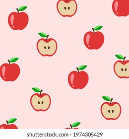 Apple Pattern Background. Fruit Vector Illustration.
