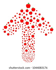 Apple pattern created in the collection of ahead way arrow. Upwards direct arrow composition designed from apple design elements.