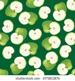 Apple pattern illustration, fruit vector repeated seamless background. Best for paper, cover, fabric, gift wrap, wall art, interior décor. Simple surface pattern design