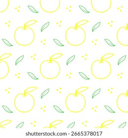 Padrão de maçã com folhas no fundo branco, padrão sem emenda com maçãs, ilustração vetorial