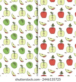 Apple pattern. Modern doodle pattern on white background. Textile repetitive design.