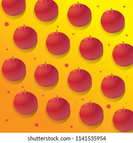 Apple Pattern On Yellow Background