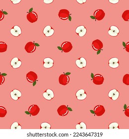 Apple Pattern red color pink background