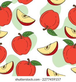 Apple Pattern seamless on white background Vector Illustration