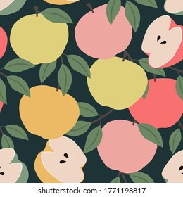 Apple pattern. Vector seamless texture. Modern abstract design for paper, cover, fabric, interior decor and other uses.