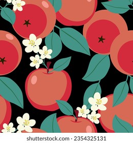 Apple pattern. Vector seamless texture.