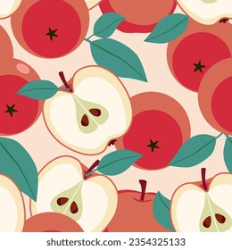 Apple pattern. Vector seamless texture.