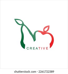 diseño del logo del vector de vectores de frutas de manzana y pepino
