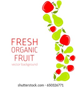 Apple, pear, abstract fruit postcard, fresh organic fruit, vector illustration, healthy eating, vector background