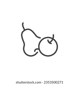 Apple and pear fruits line icon. linear style sign for mobile concept and web design. Fresh fruits outline vector icon. Symbol, logo illustration. Vector graphics