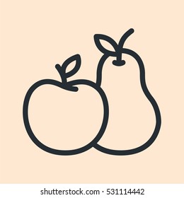 Apple And Pear Fruits Minimal Flat Line Outline Stroke Icon Pictogram Symbol