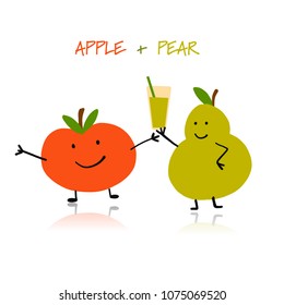 Apple and pear, funny characters for your design