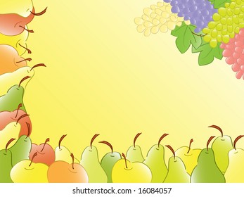 apple pear and grape card. vector