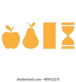 Apple, Pear, Hourglass, Rectangle Shapes. Silhouette Female Body Types Icon. Vector Illustration. 