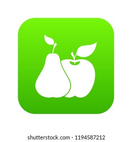 Apple and pear icon digital green for any design isolated on white vector illustration