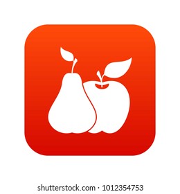Apple and pear icon digital red for any design isolated on white vector illustration