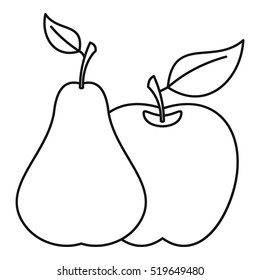 Apple And Pear Icon. Outline Illustration Of Apple And Pear Vector Icon For Web Design