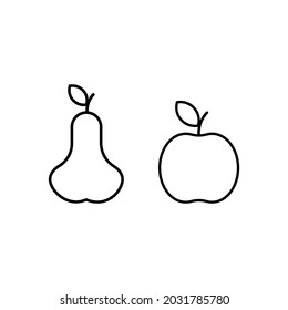 Apple and pear icon. Outline vector illustration of apple and pear vector icon for web design