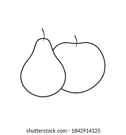 apple and pear icon over white background, line style, vector illustration