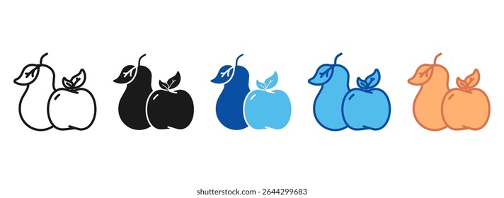 Apple Pear Icon Set Multiple Style Collection